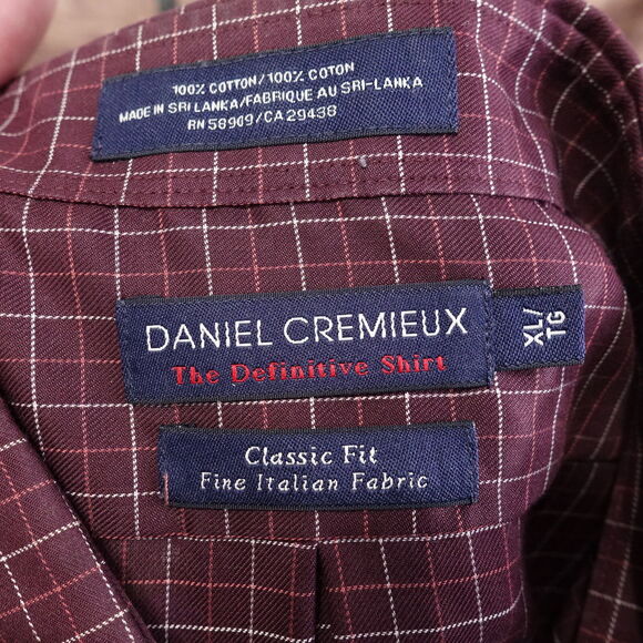 DANIEL CREMIEUX THE DEFINITIVE SHIRT CLASSIC FIT CHECK BUTTON UP SHIRT MENS XL - Picture 6 of 6